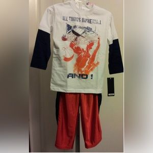 AND1, Toddler 3T, Basketball set, Lind sleeve long pants